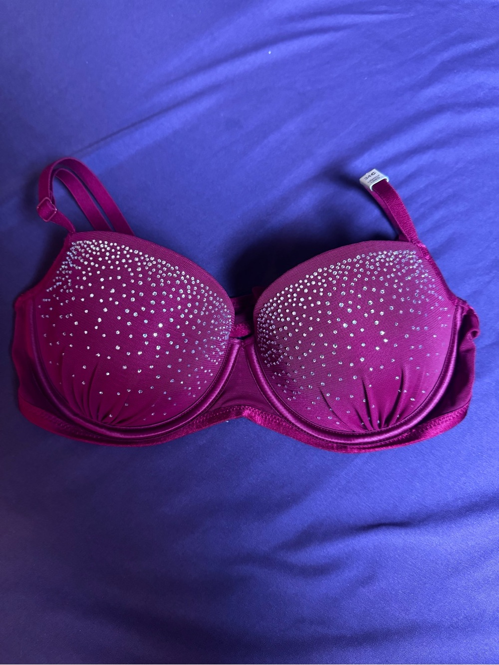 Women's Embellished Red LIGHTLY LINED Bra - Sparkle Detail